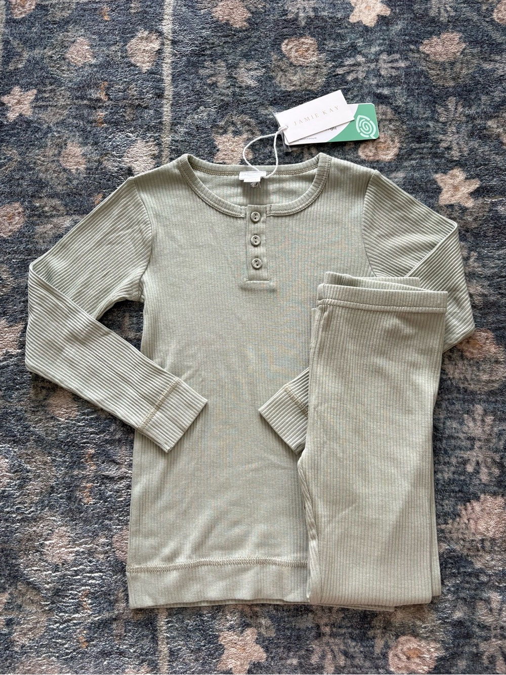 NWT Jamie Kay Ribbed Henley 2-Pc Pajamas Size 5Y